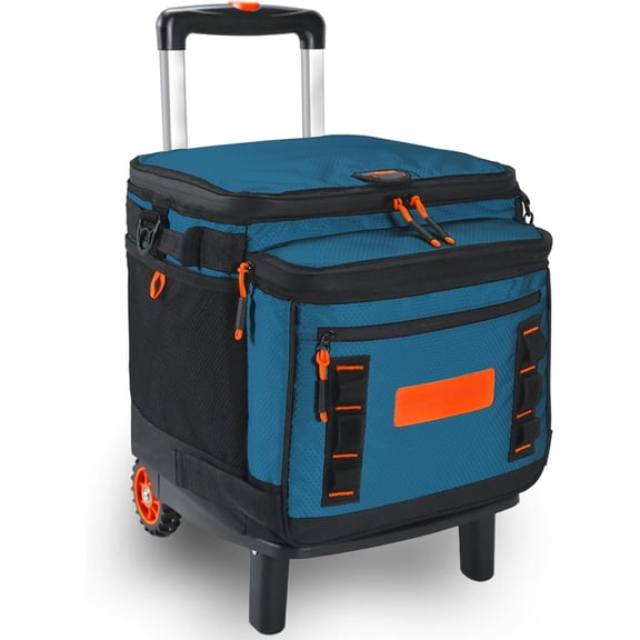 MY.Soft Cooler with Wheels, 60-Can Wheeled Cooler with Handle, Leak Proof Rolling Cooler Insulated Bag with All-Terrain Cart, Collapsible Rolling Ice Chest for Beach Picnic Camping Grocery