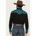 thumbnail image 5 of Scully Men's Gunfighter Embroidered Long Sleeve Snap Western Shirt Turquoise, 5 of 5