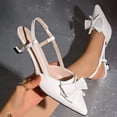 thumbnail image 2 of KEGIRLOM Women's Fashionable Casual Solid Color Pointed Toe Closed Toe Heels Versatile High Heels Shoes White 8.5, 2 of 9