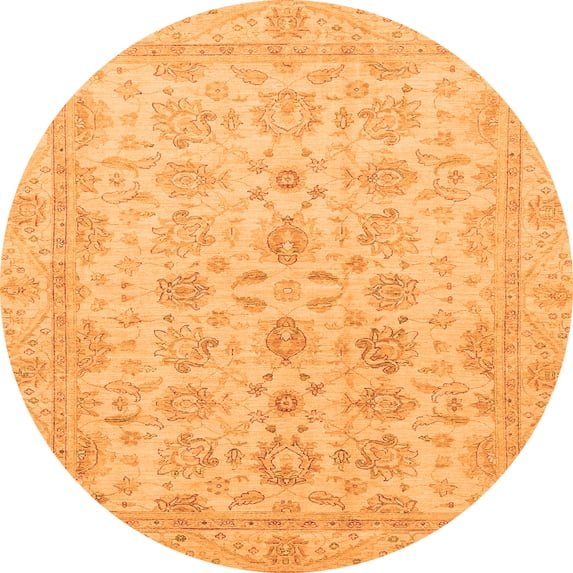 Ahgly Company Indoor Round Oriental Orange Traditional Area Rugs, 3' Round