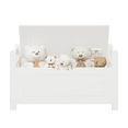 thumbnail image 3 of PORKISS Toy Chest for Boys Girls, Wood Kids Toy Box with Cushion Storage Bench and Flip Top Lid, Modern Toy Storage Organizer for Living Room, Nursery, Playroom, White, 3 of 12