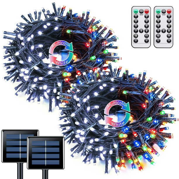 Luces solares navideñas JMEXSUSS, paquete de 2, 200 LED, 10 m, cambio de color