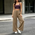 thumbnail image 6 of WIZUTIZ Women's High Waist Wide Leg Trousers Elastic Waist Drawstring Side Stripe Pockets Full Length Casual Loose Pants Street Style Elegant, 6 of 7