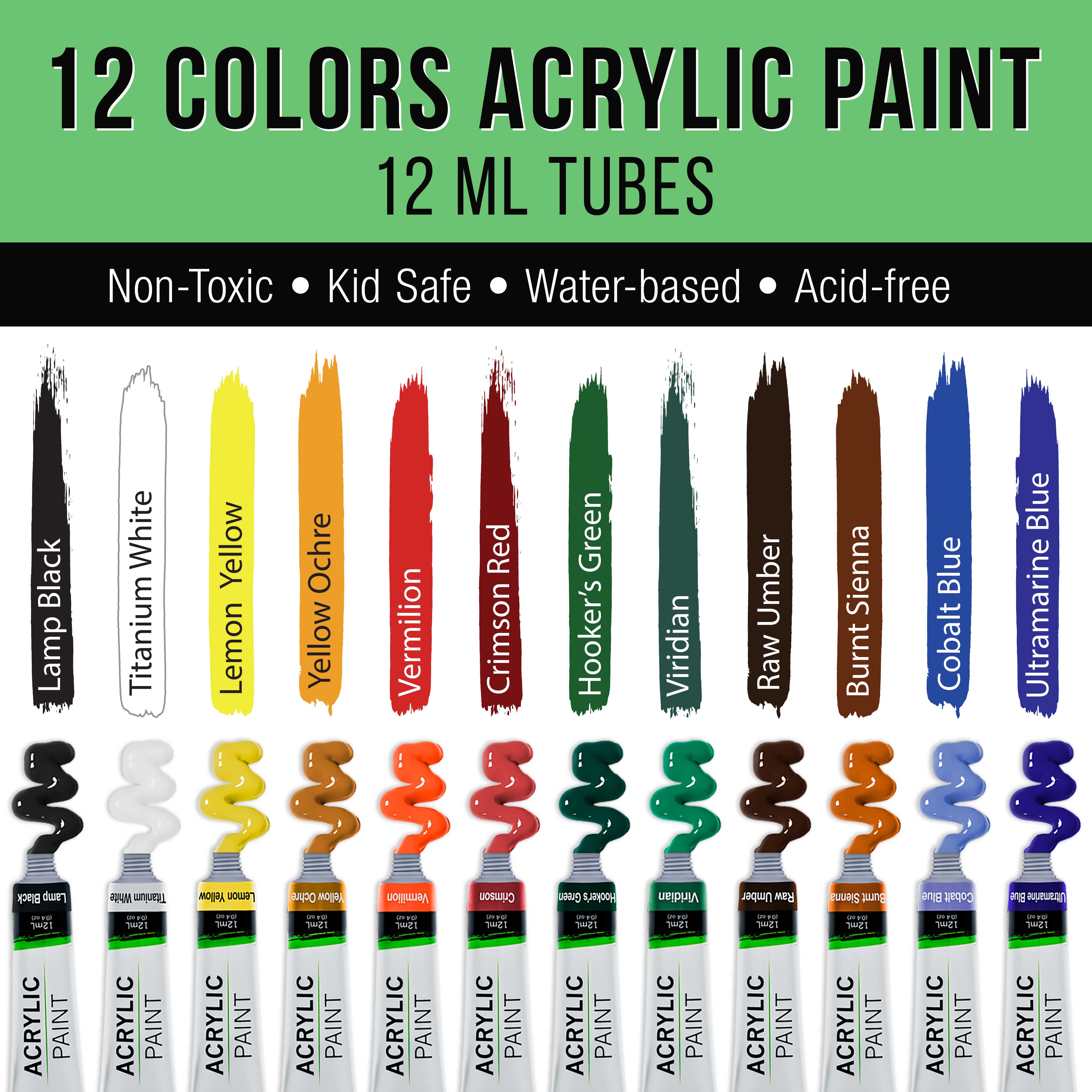 Acrylic 12 colors school set