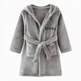 thumbnail image 4 of zuwimk Kids Hooded Bathrobe Girls Soft Plush Hooded Flannel Pajamas Sleepwear Boys Spa Robe(Grey,2-3 Years), 4 of 4
