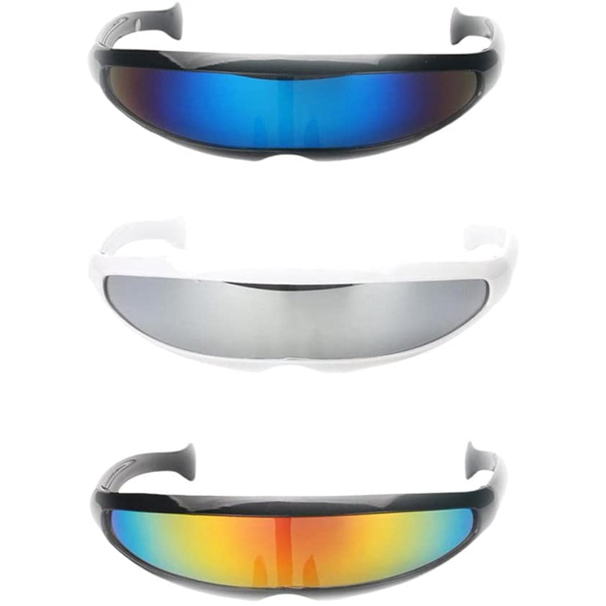 Cyclops Monoblock Shield Sunglasses - Mirrored Silver Lens, Clear Frame, 70mm Lens Width