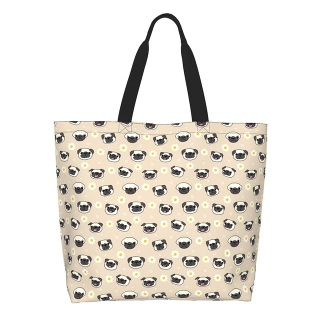 Easygdp Pug Dog Face Bolsas Tote para Mujer, Bolsos de Hombro para Viaje, Bolsos de Mano de Gran Capacidad para Compras y Trabajo