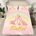 thumbnail image 2 of jejeloiu Chic Ballet Shoes Twin Sheet Sets,Colorful Rainbow Twin Fitted Sheet,Pink Flower Floral Flat Sheet For Princess,Microfiber Bedroom Decor,3 Pieces, 2 of 7