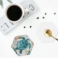 thumbnail image 5 of Kll Hexagon Drink Coasters Set Of 4,Pu Leather Absorbent Coasters Set Decorative Coffee Cup Coasters Housewarming Gift For Home Decor-Watercolor Sea Turtle, 5 of 9