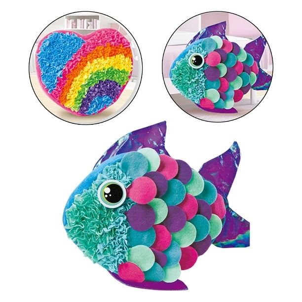 Almohada Artesanal de BLESIY Kits de Bricolaje Tela por Números Pescado para Cumpleaños