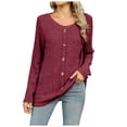 thumbnail image 1 of TINZ Mode Décontractée T-Shirt Manches Longues Col Rond Hauts Boutons Amples T-Shirts en Spandex Manches Courtes Polyester Manches Longues, 1 of 8