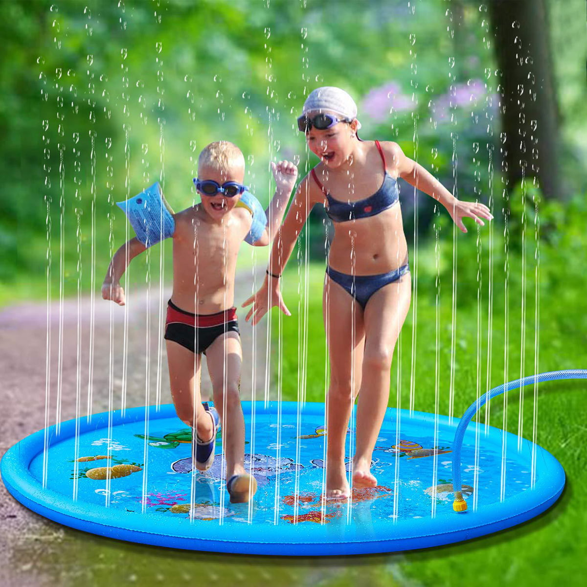 150cm Sprinkler Pad Splash Play Mat Inflatable Water Swimming Pool Toy Kid Gift 