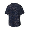 thumbnail image 5 of Uemuo Navy Dark Blue Pattern Cotton Linen Short Sleeve Shirts,Casual Lightweight Button Down Shirts,Vacation Beach Summer Tops-Medium, 5 of 7