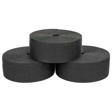 Lightweight Polypro Webbing - Country Brook Design® 2 Inch Black Heavy Polypro Webbing, 3 Rolls of 10 Yards