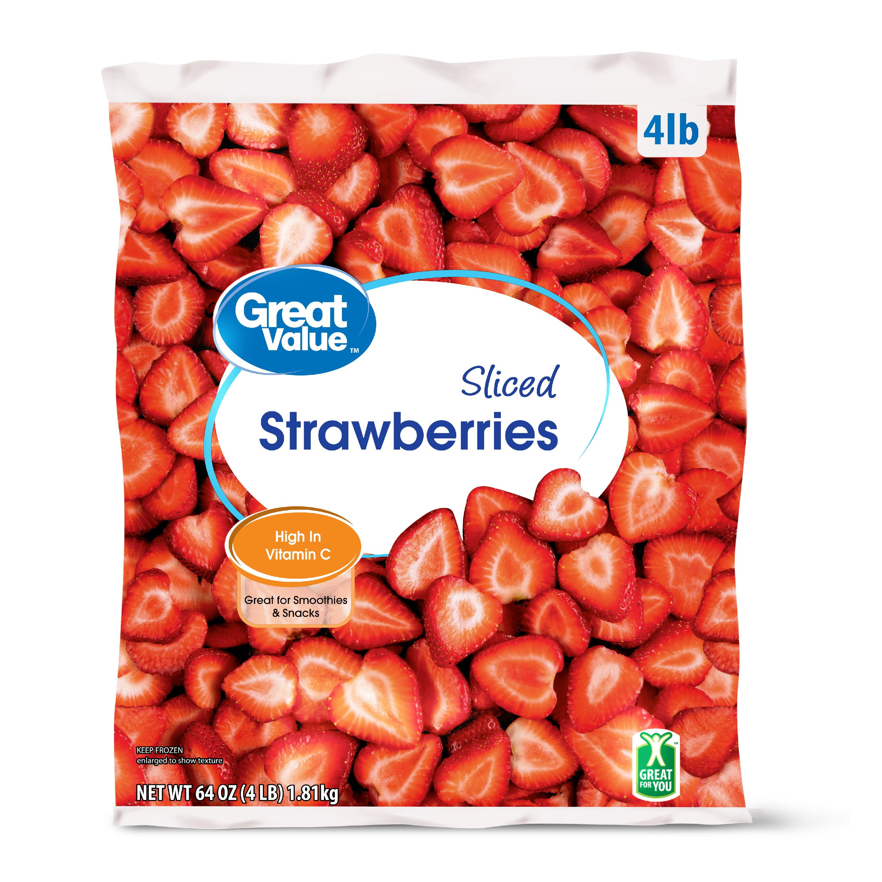 Great Value Frozen Sliced Strawberries, 64 oz