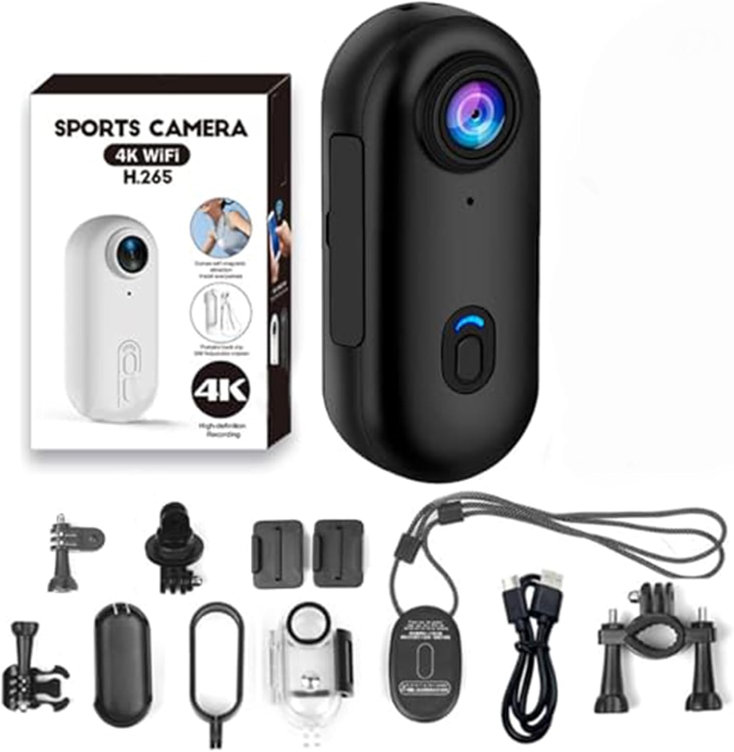 Caméra D'action Skypro 4K - Mini Caméra POV étanche, Clip Magnétique Et Fixation 360° - Pour Vélo, Moto, Sports Et Voyages (Blanc) - 8