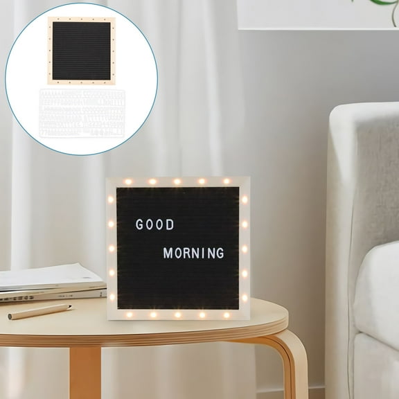 IBASETOY Wooden Letter Board with LED Lights Multifunctional Message Board for Baby Announcements