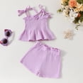 thumbnail image 4 of Girl Summer Cotton And Linen Camisole Short Shirt Shorts And Toddler Suits, 4 of 9