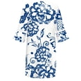 thumbnail image 4 of Women's Casual Tennis Dress for Women Summer Ethnic Lace V-Neck Floral Print Swing Dress with Three-Quarter Sleeves Bohemian Dress Blue XL, 4 of 4