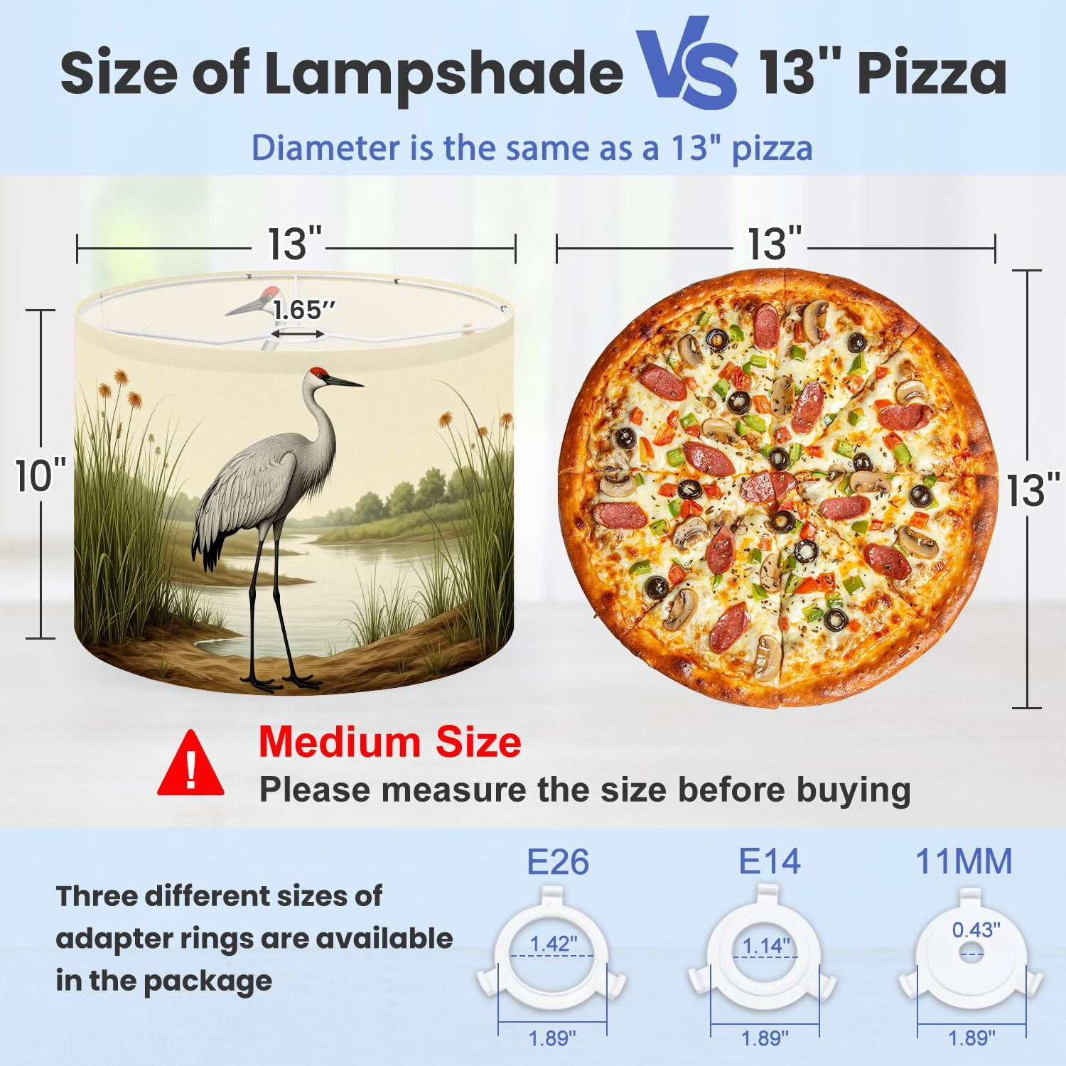 Lampshades 2 Pack Sandhill Crane Standing Serene Wetland Marsh Landscape 13"x13"x10" Light Shade for Table Lamps Floor Lamp Shades Lampshade Replacement Easy Assembly