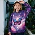 thumbnail image 2 of Uorisanigo Girls Half Zip Pullover Sweatshirt Fall Fashion Purple Butterfly Long Sleeve Pullover Shirts Top Oversized Quarter Zipper Cropped Sweatshirt for Sports and Daily Wear, 2 of 7