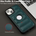 thumbnail image 3 of Allytech Business Case for iPhone 14, Premium Vegan PU Leather Luxury Elegant Slim Fit Shell, Logo Hollow View Shockproof Non-Slip Protective Cover for iPhone 14 - Green, 3 of 6