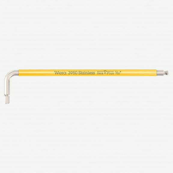 Wera 022853 Multicolor Hex-Plus Stainless L-key with Ball End, 5/32" x 137mm (Yellow)