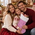 thumbnail image 4 of MKOSPLRT Pink Large Christmas Stockings,17.2 Inch Sequin Personalized Xmas Stockings, Soft Plush Hanging Ornament for Fireplace Window Door Farmhouse Family Christmas Decorations, 4 of 8