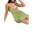 thumbnail image 3 of Women Y2k Spaghetti Strap Mini Dress Floral Embroidery Low Cut Short A-Line Dress Party Clubwear, 3 of 6