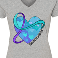 thumbnail image 4 of Inktastic Suicide Prevention Awareness Purple and Teal Heart Ribbon Women's V-Neck T-Shirt, 4 of 5