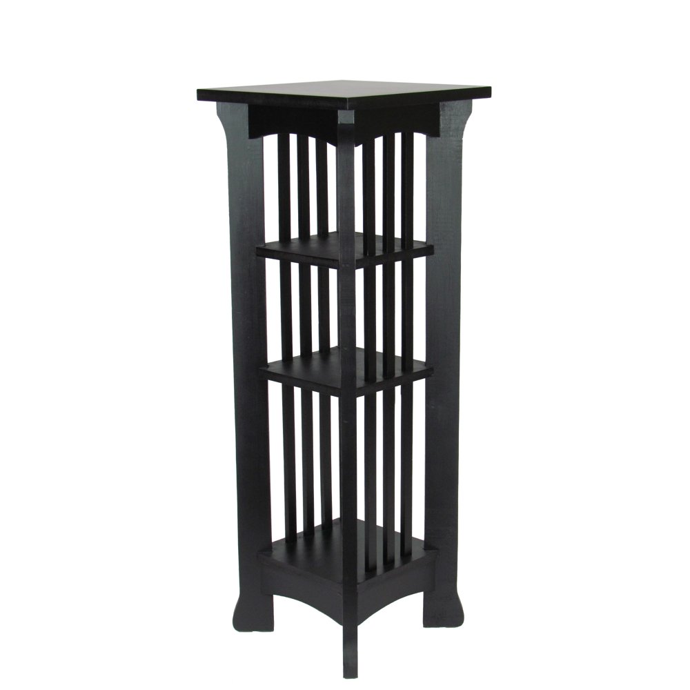 Wooden Pedestal Stand with Open Bottom Shelf, Antique Black Walmart