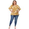 thumbnail image 3 of Women's Plus Size Tops for Women V Neck Floral Print Ruffle Short Sleeve Tiered Babydoll Blouses Yellow 3X, 3 of 7
