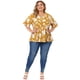thumbnail image 3 of Women's Plus Size Tops for Women V Neck Floral Print Ruffle Short Sleeve Tiered Babydoll Blouses Yellow 3X, 3 of 7