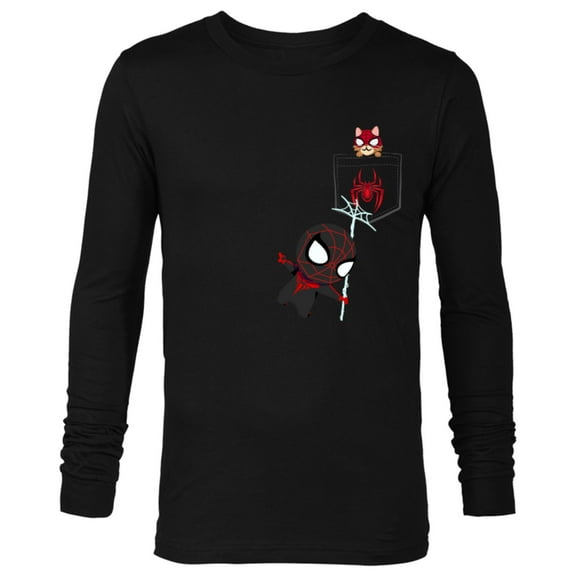 Marvel Spider-Man Miles Morales Game Spider-Cat Standard - Long Sleeve T-Shirt for Men - Customized-Black