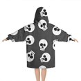 thumbnail image 2 of Gray Halloween Skulls Blanket Hoodies for Kids 6-13YR Oversize Wearable Blanket Hoodies for Boys Girls Teens, 2 of 7