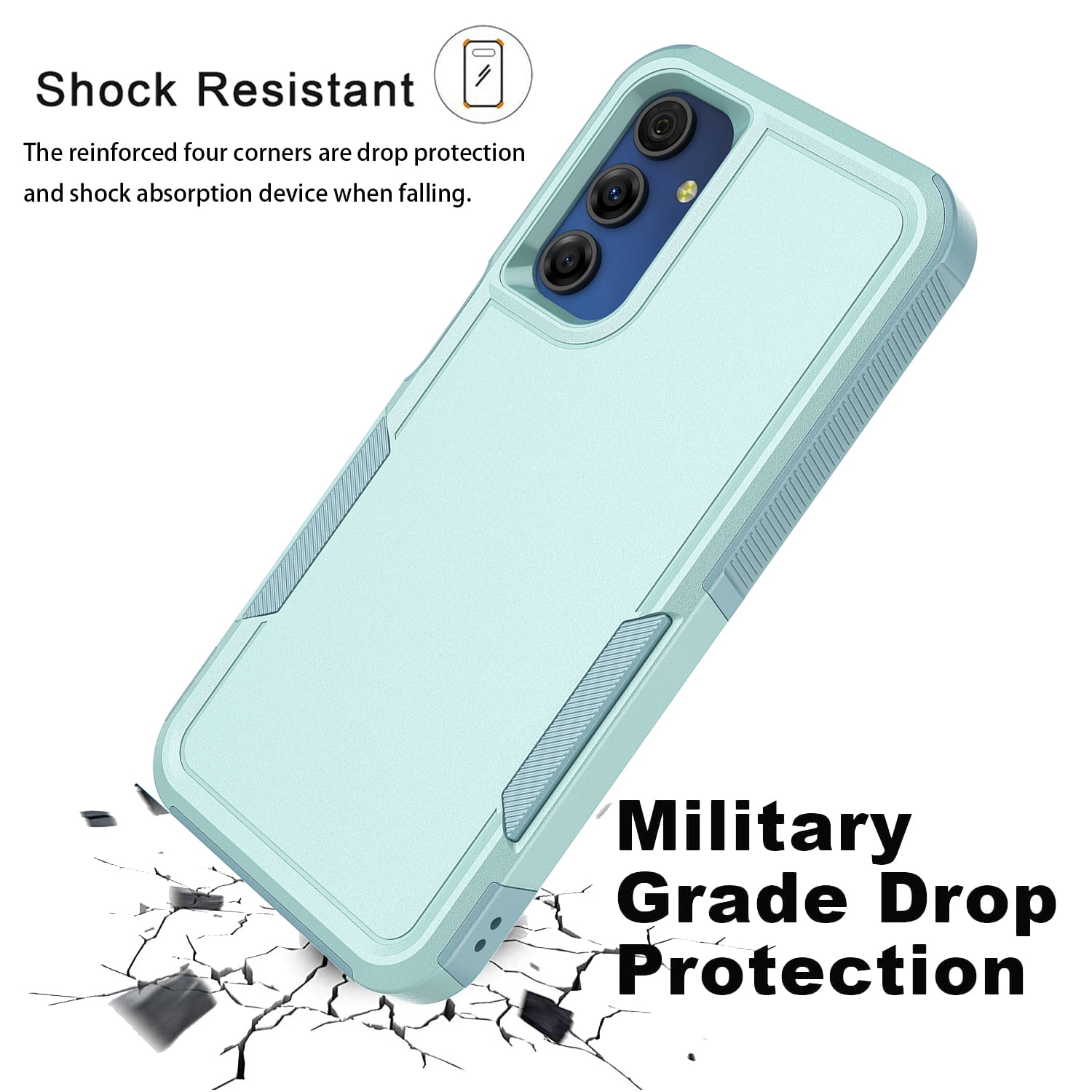 For Samsung Galaxy A15 5G Phone Case, Ebizware Shockproof Case Military Grade Heavy Duty Full Body Protection Rugged Cover for Galaxy A15 5G, Mint Green