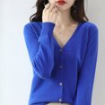 thumbnail image 5 of COMVALUE Women's Cardigans Lightweight Button Up Fall Long Sleeve Cardigan Sweater Solid Color V Neck Knitted Tops (Blue, XXL), 5 of 5