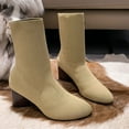 thumbnail image 5 of Symoid Chelsea Boots for Women Winter Knit Sock Boots Chunky Trendy Mid-calf Boots- Khaki 6.5, 5 of 8
