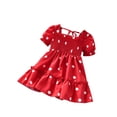 thumbnail image 2 of Toddler Kids Baby Girls Clothes Short Puff Sleeve Polka Dots Summer Dress Elastic Ruffle Boho Maxi Dress for Children, 2 of 3