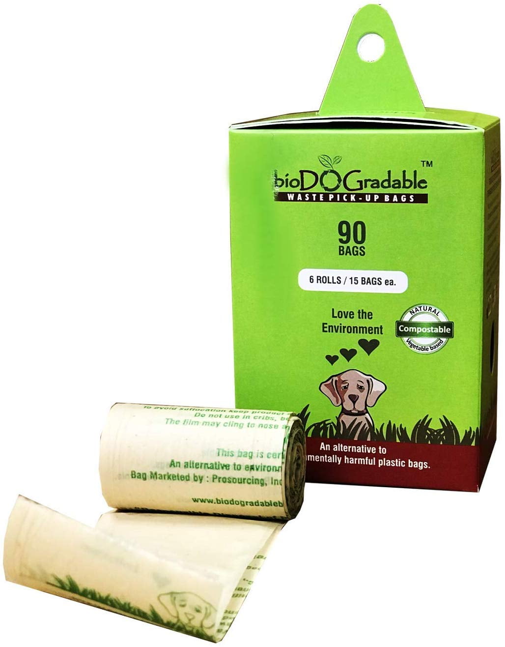 90 Dog Poop Waste Bags Biodegradable Compostable Leak Proof and Tear