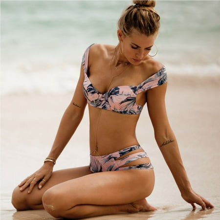 Women Sexy Bikini Floral Printed Push up Swimsuit Beachwear