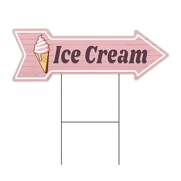 SignMission C-ARROW10-999806 10 x 30 in. Corrugated Plastic Single Sided Arrow Sign - Ice Cream