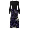 thumbnail image 4 of Vestido de patchwork con cuello redondo y manga larga estampado a la moda para mujer Pompotops  hdfakjf4786, 4 of 5