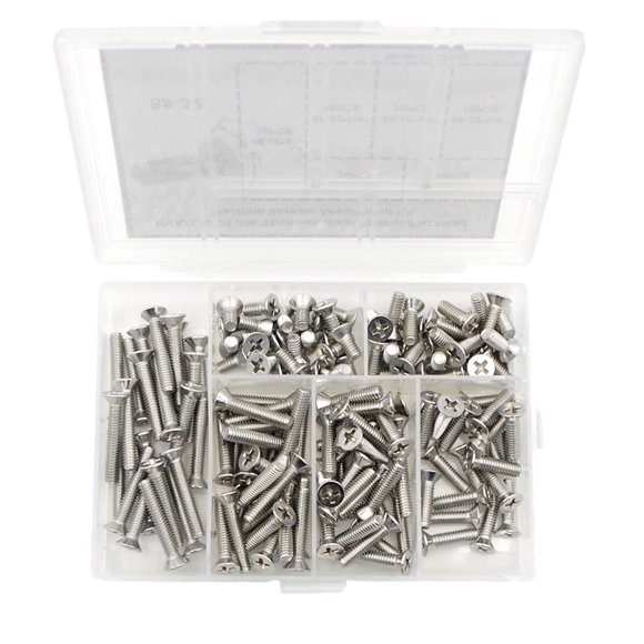 HVAZI 8#-32 304 Stainless Steel Phillips Flat Head Machine Screws Assortment Kit (8#-32)