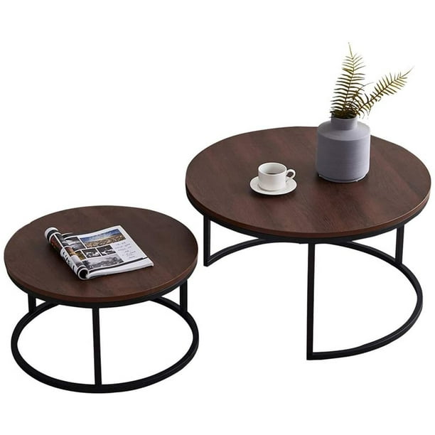 Round Nesting Coffee Tables Set Of 2, Big Round End Tables