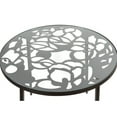 thumbnail image 5 of LeisureMod Dining Table in Aluminum with Tempered Glass Top and Floral Cutout Design Painted Finish Indoor and Outdoor Use for Modern Home, Patio, Backyard, Living Room Devon Collection in Black, 5 of 8