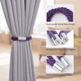 thumbnail image 2 of 4 Pack Strong Magnetic Curtain Tiebacks Boho Decoration Drape Tie Backs Natural Cotton Handmade Double Rope Curtain Holdbacks for Thin or Thick Home & Office Window Drapery (Purple), 2 of 3