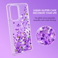 thumbnail image 2 of TJS for Samsung Galaxy A53 5G Phone Case, Bling Glitter Sparkle Liquid Infused Moving Quicksand Floating Waterfall Cover (Purple), 2 of 5