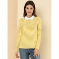 thumbnail image 4 of Disfraz de Halloween para mujer Allegra K blusa a rayas en contraste Peter Pan Amarillo S, 4 of 6