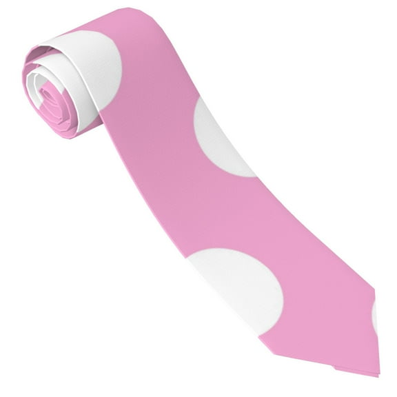 Gaeub Pink And White Polka Dot Men's Classic Woven Jacquard Necktie Perfect for Weddings & Parties